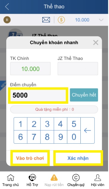 Điền vào số điểm muốn chuyển - thabet.church